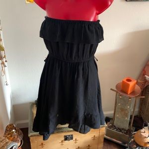 Flirty BoHo off the shoulder black dress